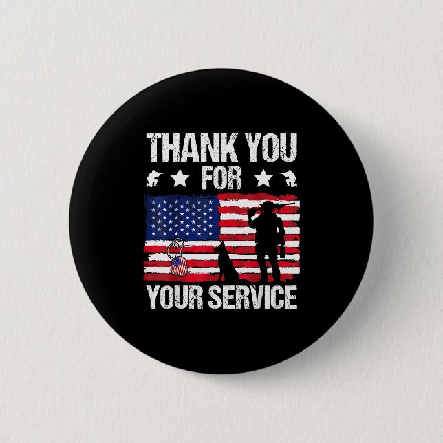 Thank You For Your Service Veterans Belgian Malino 6 Cm Round Badge (Front)