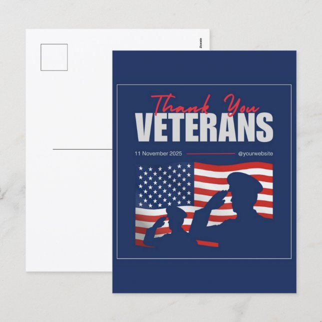 Thank You for Your Service: Veterans Day 2025  Holiday Postcard (Front/Back)