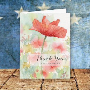 Thank You for Your Service Veterans Day Poppy Card