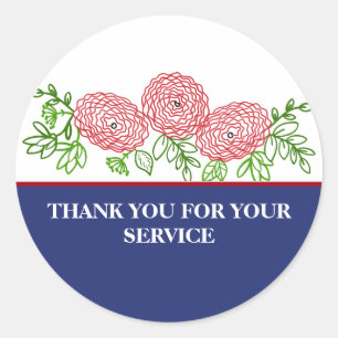 Thank You For Your Service Veterans Day Poppy Classic Round Sticker