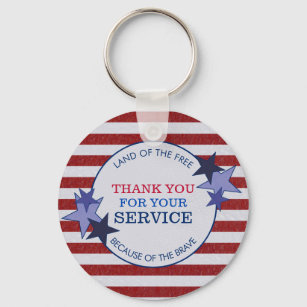 Thank You for Your Service Veterans Rustic Leather Key Ring