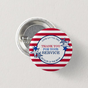 Thank You for Your Service Veterans Stars Stripes 3 Cm Round Badge