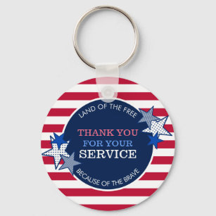 Thank You for Your Service Veterans Stars Stripes  Key Ring