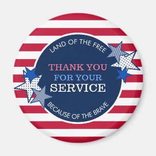 Thank You for Your Service Veterans Stars Stripes Magnet