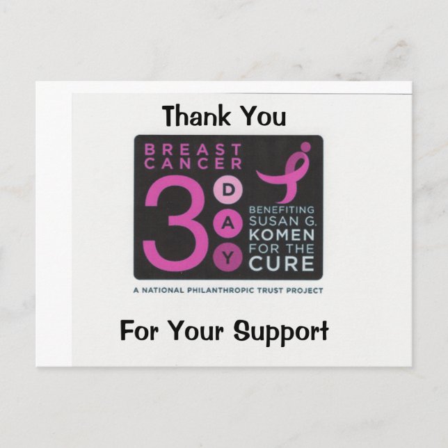 Thank You  For Your Support - Customised Postcard (Front)