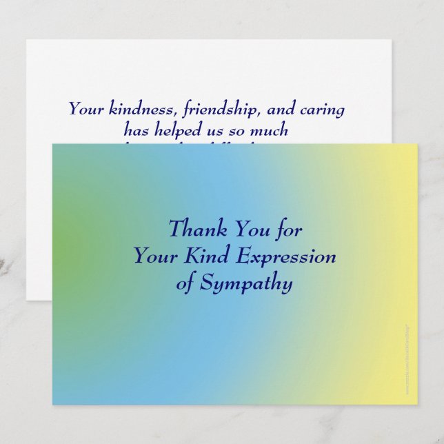 Thank You for Your Sympathy, Pastel Blue Yellow  Card (Front/Back)