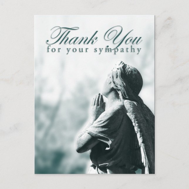 thank you for your sympathy (praying angel) postcard (Front)