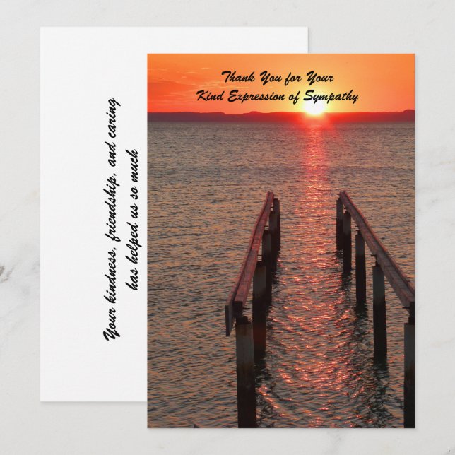 Thank You for Your Sympathy, Sunset, Ocean Card (Front/Back)