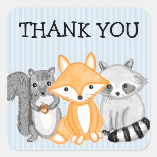 Thank You Forest Animals Woodland Creature Square Sticker