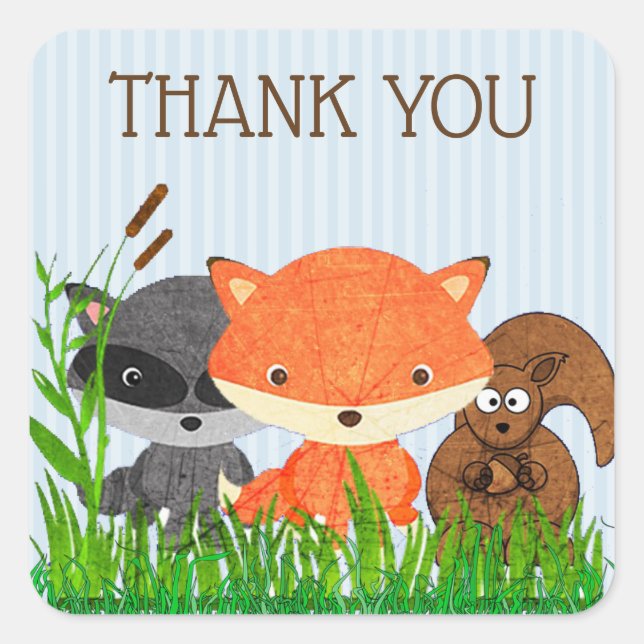 Thank You Forest Animals Woodland Creature Sticker (Front)