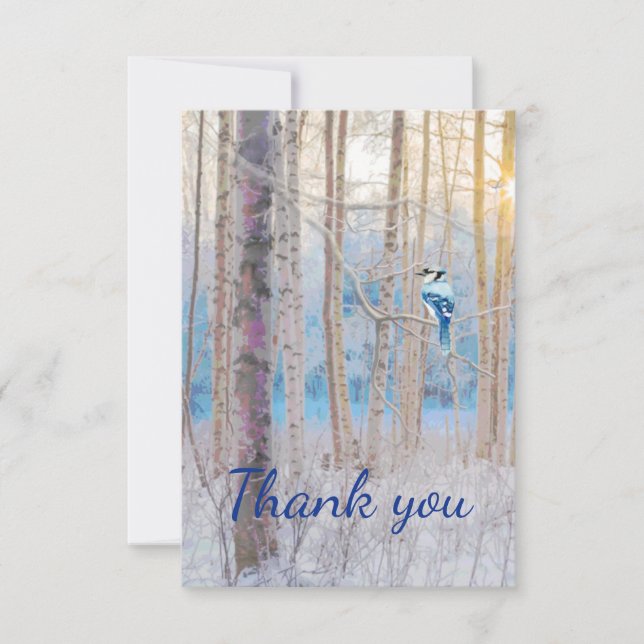 Thank You Forest Blue Jay Bird Nature Wildlife Art (Front)