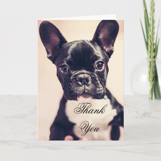Thank You French Bulldog dog greeting card (Front)