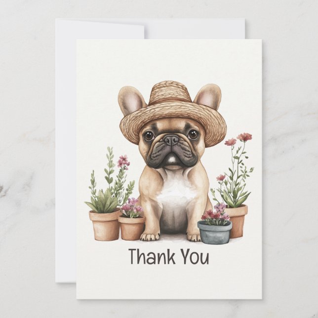 Thank You French Bulldog Gardening Flower Pots Card (Front)