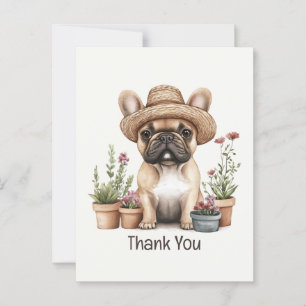 Thank You French Bulldog Gardening Flower Pots Postcard
