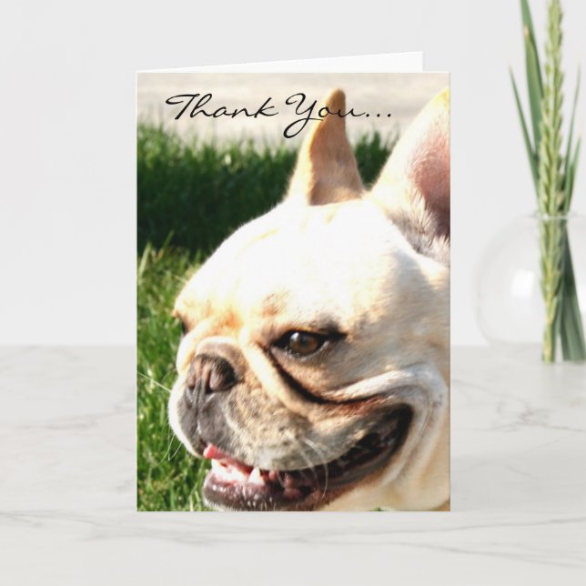 Thank you French bulldog greeting card (Front)