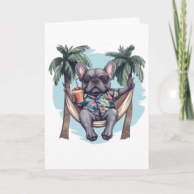 Thank You French Bulldog In Hawaiian Top (Front)