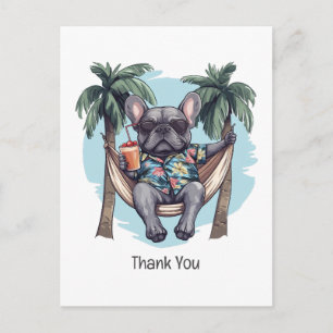 Thank You French Bulldog In Hawaiian Top Postcard