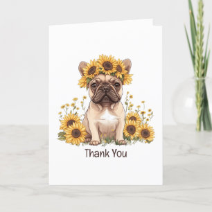 Thank You French Bulldog Sunflowers Card