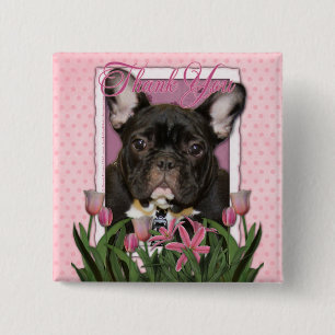 Thank You - French  Bulldog - Teal 15 Cm Square Badge