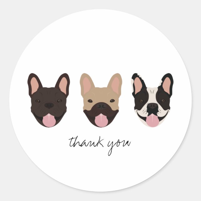 Thank You French Bulldogs Classic Round Sticker (Front)