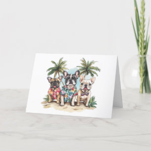 Thank You French Bulldogs Wearing Hawaiian Shirts Card