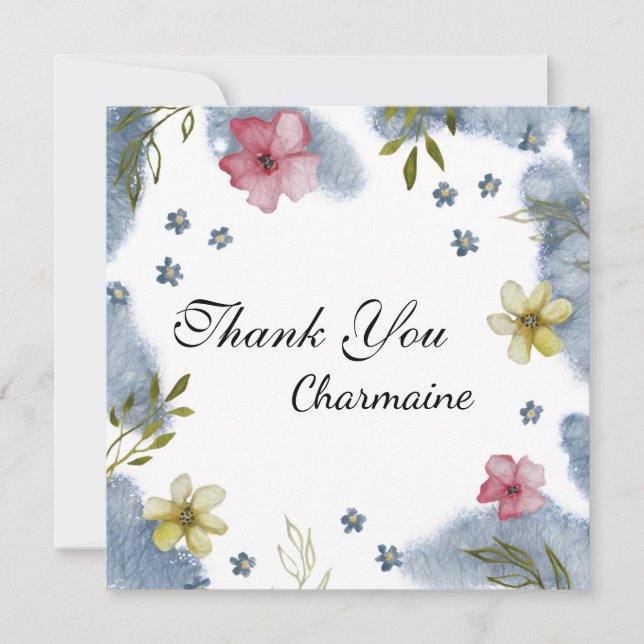  Thank You Friend Floral Watercolor Custom Card (Front)