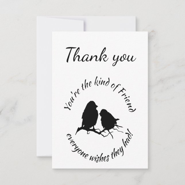 Thank You Friend Friendship Cute Birds In Tree Card (Front)