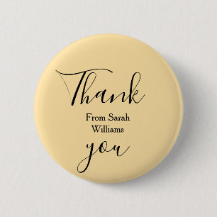 Thank you from add name yellow Pastel boho wedding 6 Cm Round Badge