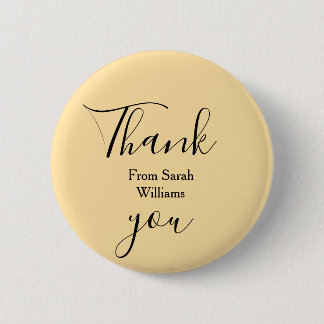 Thank you from add name yellow Pastel boho wedding 6 Cm Round Badge