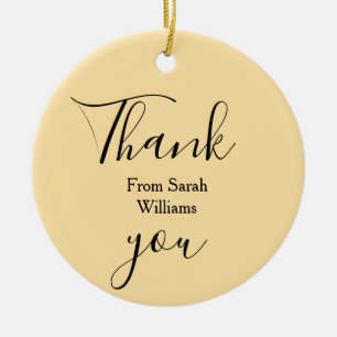 Thank you from add name yellow Pastel boho wedding Ceramic Tree Decoration