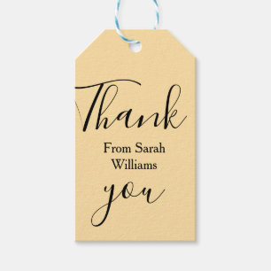 Thank you from add name yellow Pastel boho wedding Gift Tags