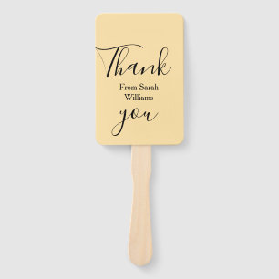 Thank you from add name yellow Pastel boho wedding Hand Fan
