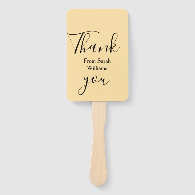 Thank you from add name yellow Pastel boho wedding Hand Fan (Front)