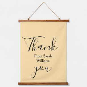Thank you from add name yellow Pastel boho wedding Hanging Tapestry