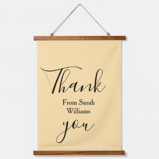Thank you from add name yellow Pastel boho wedding Hanging Tapestry