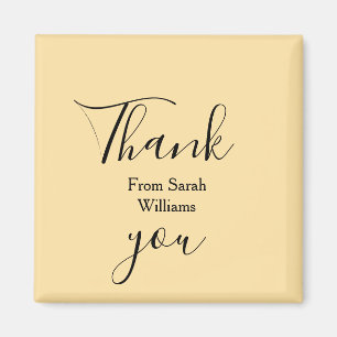 Thank you from add name yellow Pastel boho wedding Magnet
