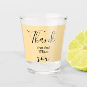 Thank you from add name yellow Pastel boho wedding Shot Glass