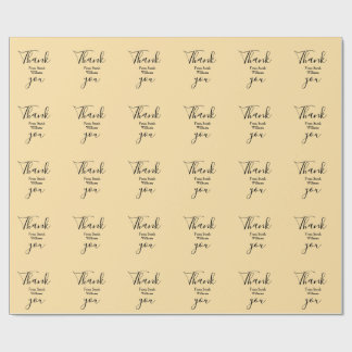 Thank you from add name yellow Pastel boho wedding Wrapping Paper