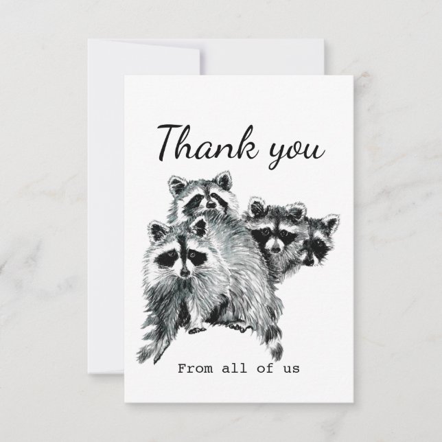 Thank You From All Of Us Fun Racoon Animal Art (Front)