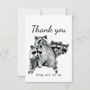 Thank You From All Of Us Fun Racoon Animal Art Card