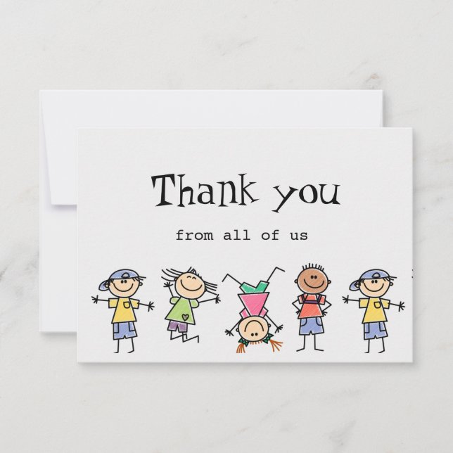 Thank You From All of Us Kids Children Cartoon Fun (Front)