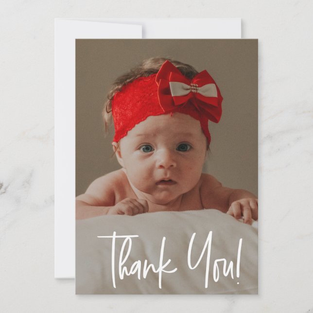 Thank You from Baby Girl Photo Birth Announcement (Front)