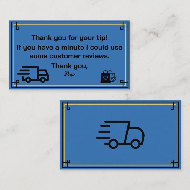 Thank you  from Delivery Driver Business Card (Front/Back)