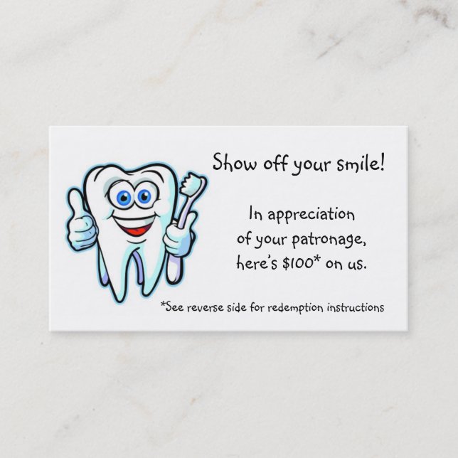 thank you from dentist discount card (Front)