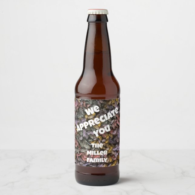 Thank You From Family Yarn Homey Appreciation Beer Bottle Label (Front)