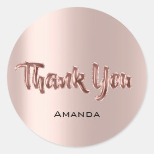 Thank You From Name Balloons Rose Pink Classic Round Sticker