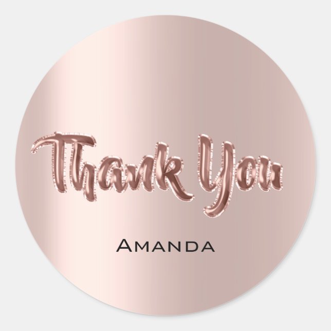 Thank You From Name Balloons Rose Pink Classic Round Sticker (Front)