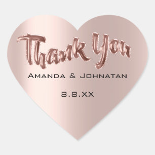 Thank You From Name Balloons Rose Wedding Birthday Heart Sticker