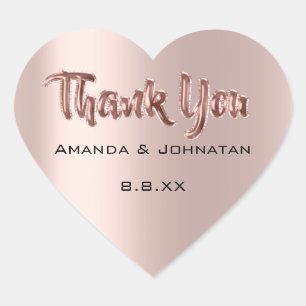 Thank You From Name Balloons Rose Wedding Bridal Heart Sticker