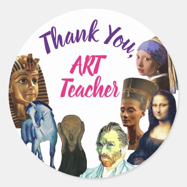 Thank You from the Art Teacher Classic Round Sticker (Front)